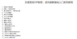 乐易贵宾VIP教程 - 逆向破解基础入门系列教程-听课说